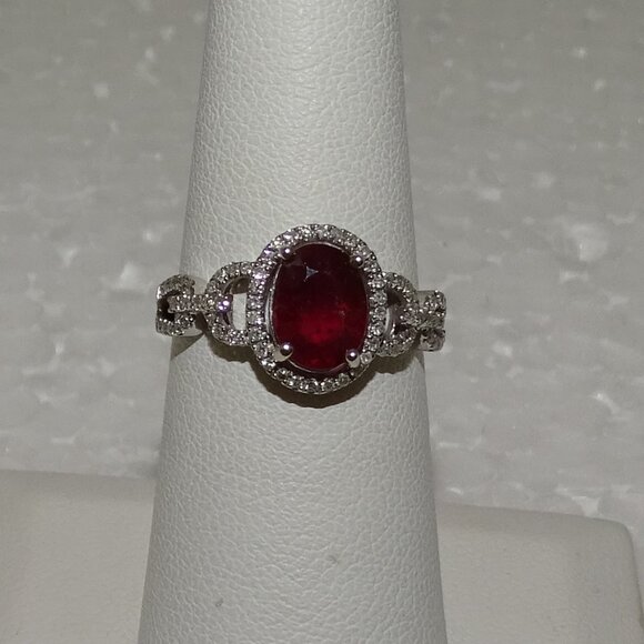 STUNNING DESIGN!! DIAMONDS & RUBY14K RING - Picture 1 of 11